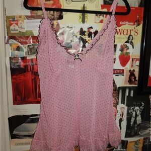 Rampage Pink and Black Polka Dot Chemise